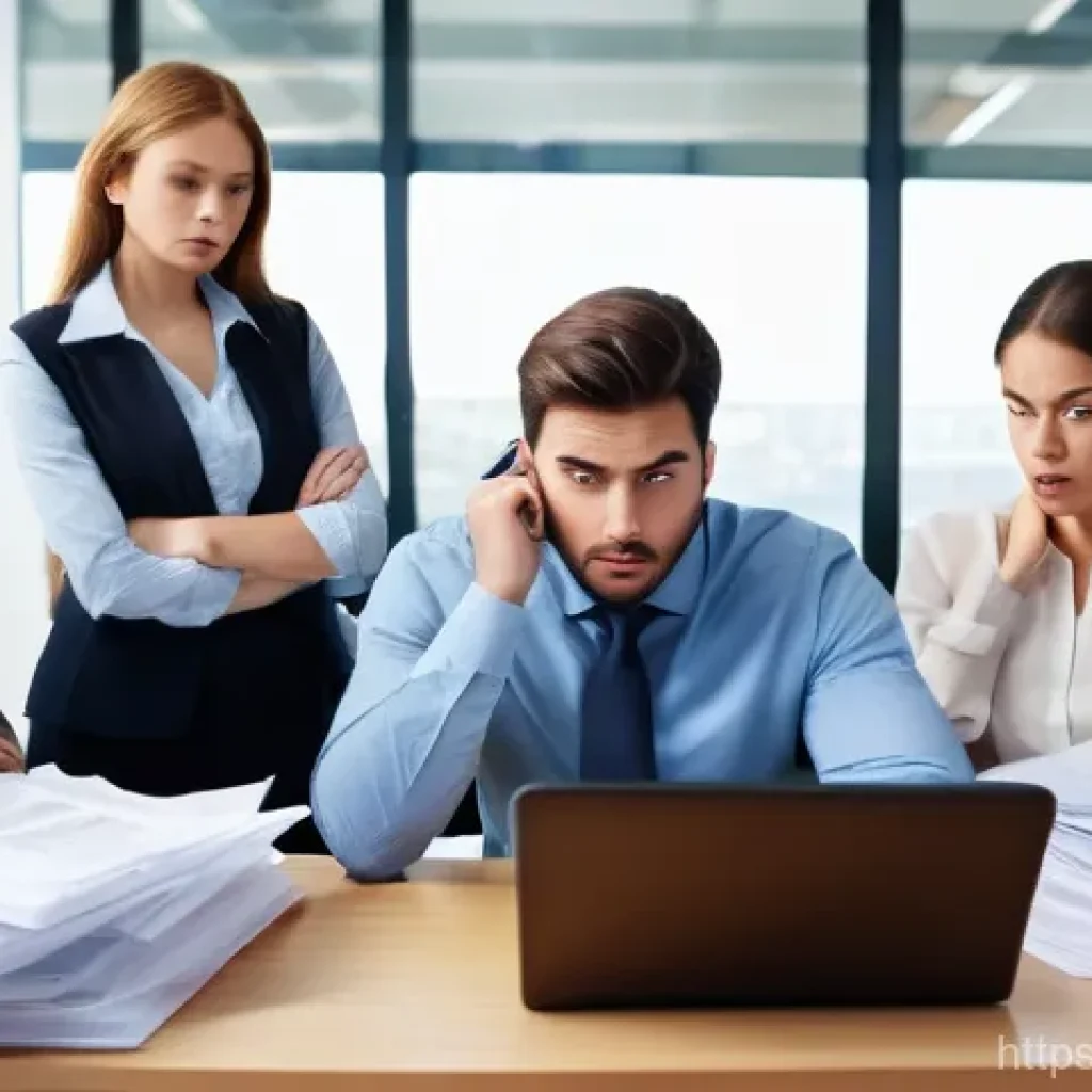 노무사의 업무 분장 사례 - **Image Prompt 1: Ambiguous Job Descriptions Leading to Workplace Conflict**
A group of diverse ...