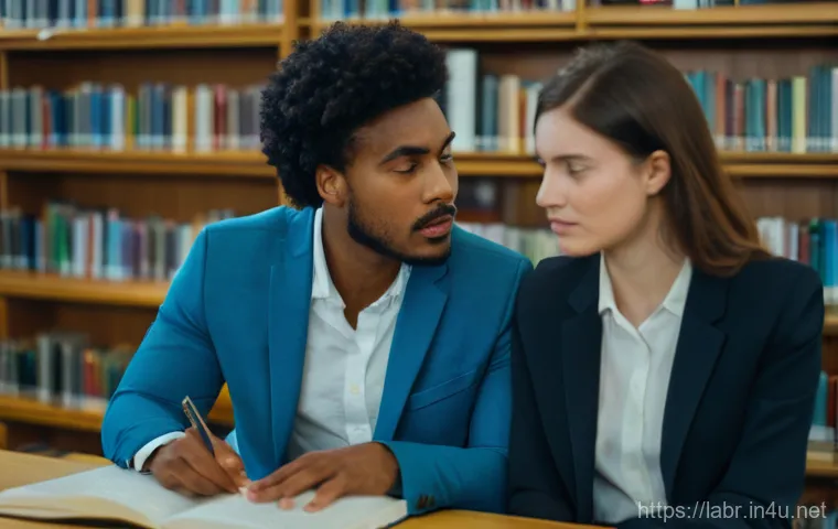 공인노무사 학습에서 자주 하는 실수 - A focused and determined female student in her mid-20s, wearing a smart casual blouse and trousers, ...