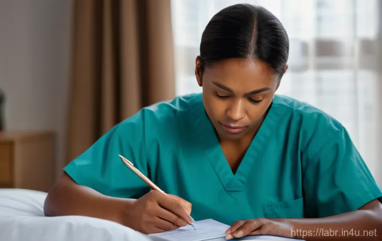 노무사 업무 사례 모음 - A distressed employee, appearing defeated and holding a termination letter, sits across a table from...