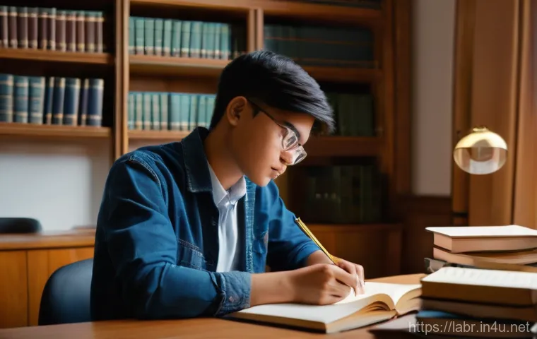 노무사 시험의 합격자 평균 점수 - **Image Prompt 1: The Diligent Candidate's Study.**
A bright and organized study room at dusk, w...