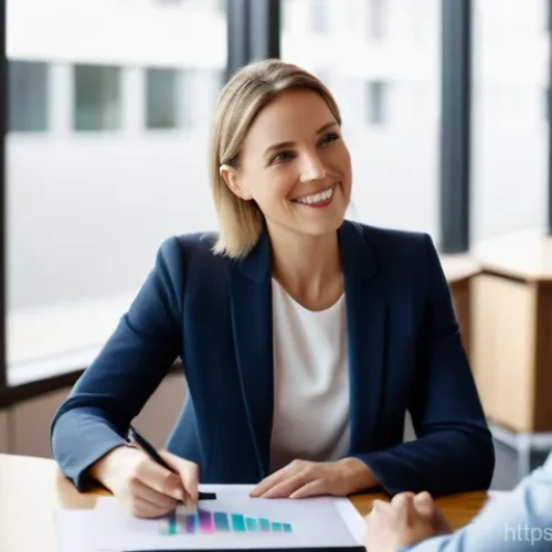 Home 25 노무사 자격증 취득 후 커리어 설계 - A professional female career coach, in her late 30s with a warm and encouraging expression, is seate...